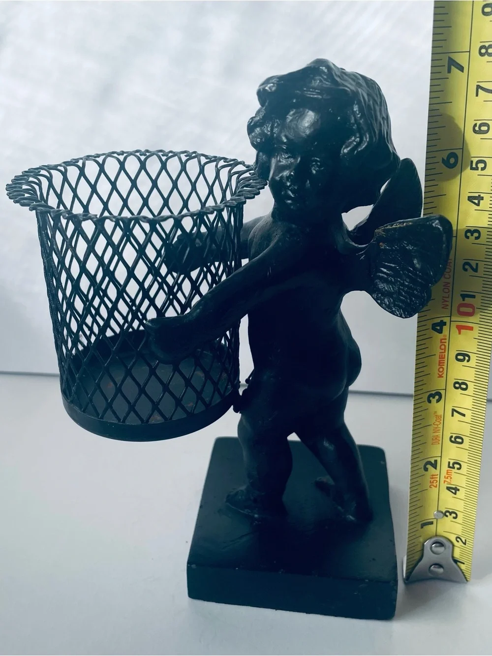 Black Iron Cherub Desk votive candle Holder Decorative Accent